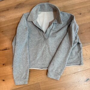 Gray Pullover Polo Sweatshirt